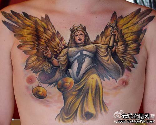 男人前胸超酷的星座天秤座纹身图案