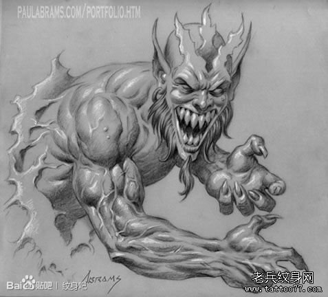 超酷经典的一款恶魔纹身手稿