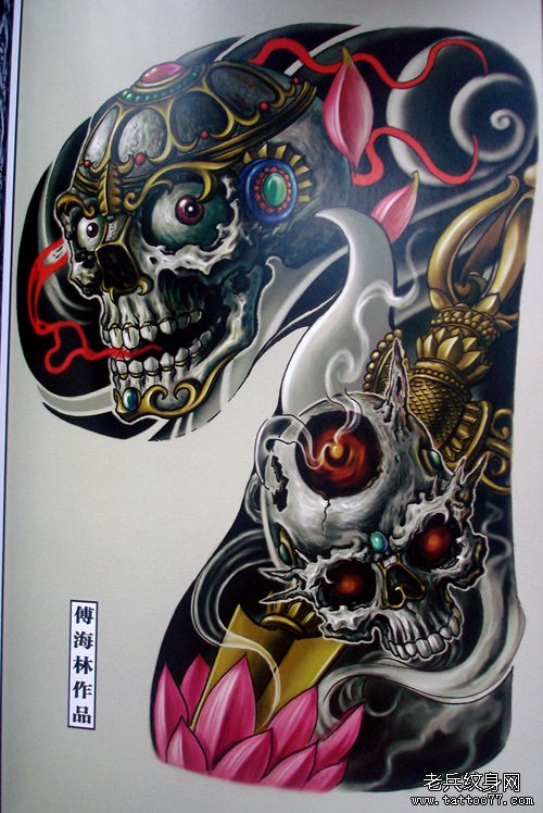 纹身秀图吧推荐的经典超酷的半胛嘎巴拉纹身手稿图案