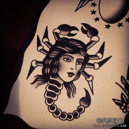 一款old school风格的蝎子纹身手稿