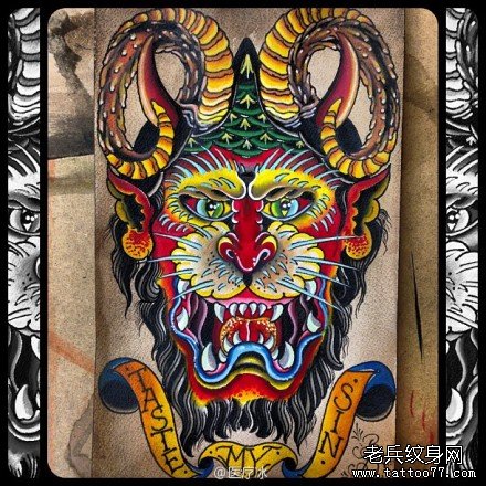 一款另类很酷的恶魔猴子纹身手稿