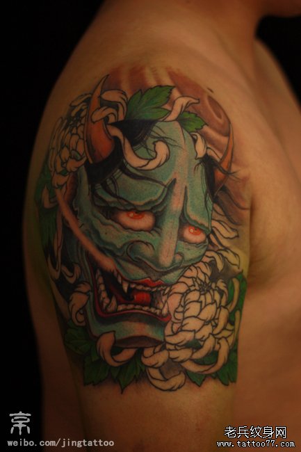 手臂很酷帅气的般若纹身图案