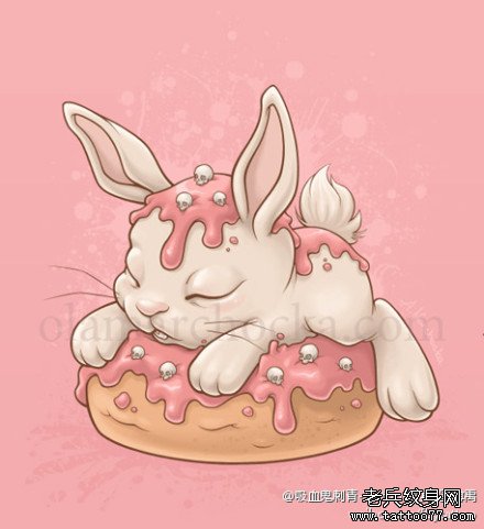潮流可爱的小兔子纹身手稿