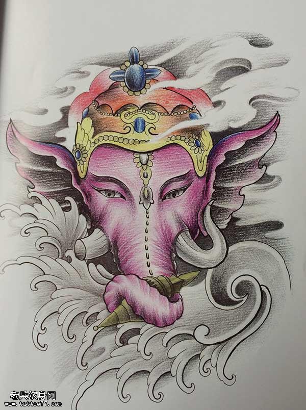 让你帅的发紫的象神纹身手稿