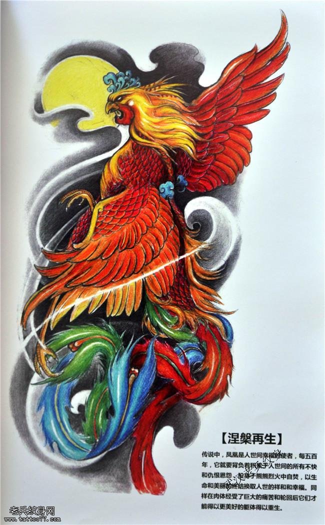 涅槃再生凤凰纹身手稿图案