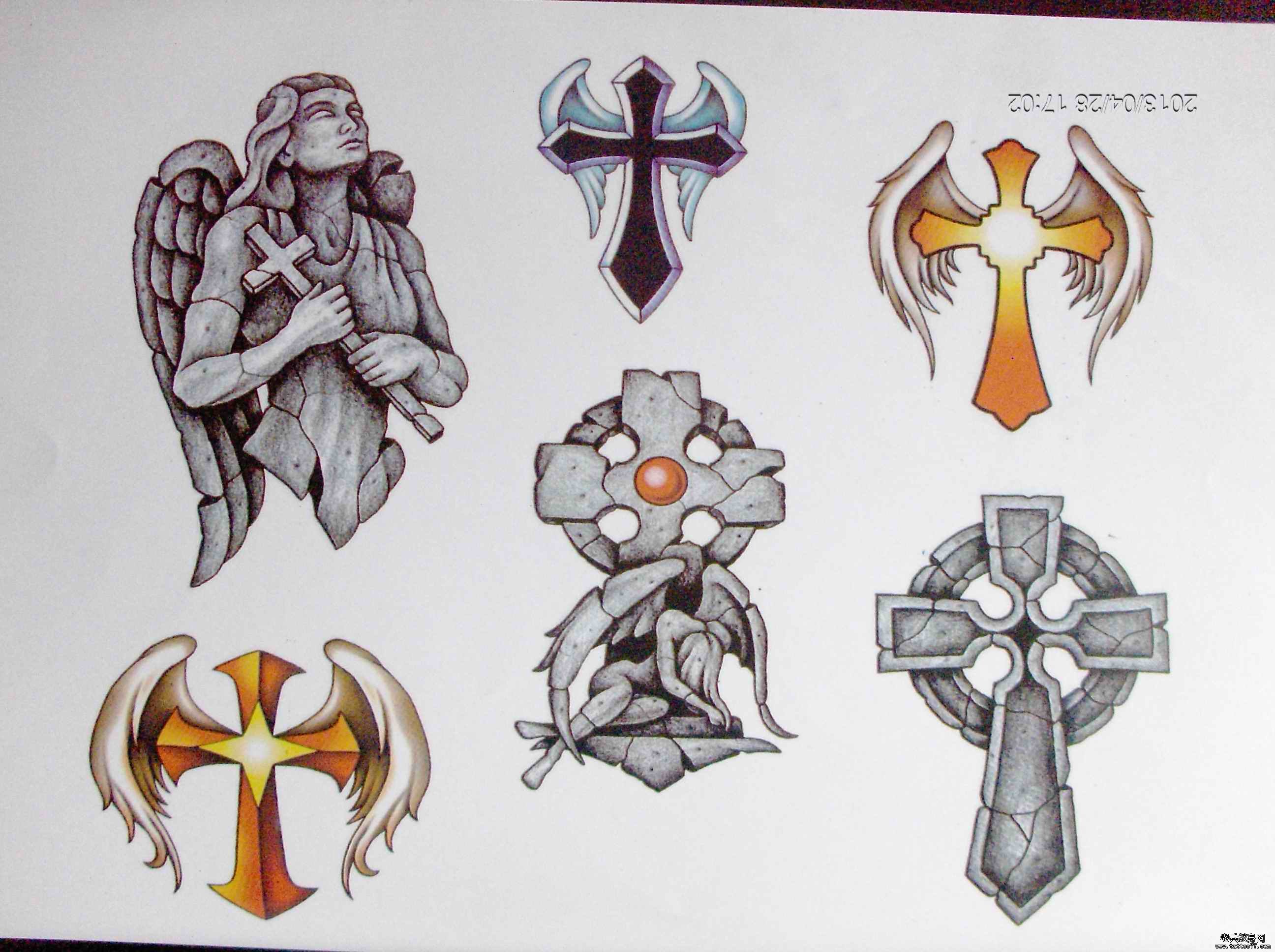 一款十字架纹身图案