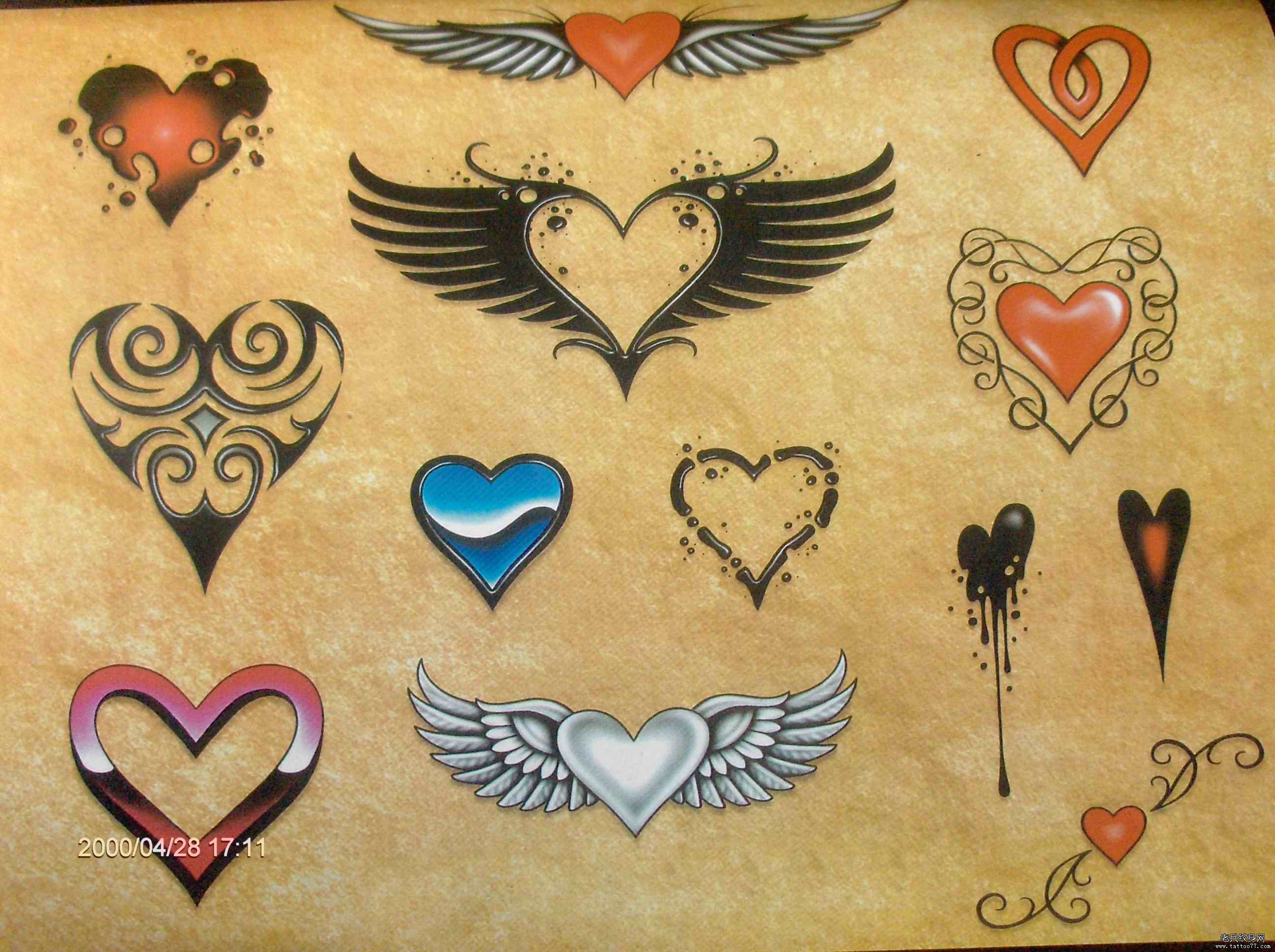漂亮的爱心纹身图案