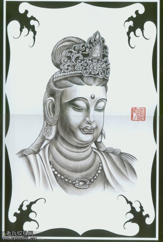 一款个性的佛纹身图案