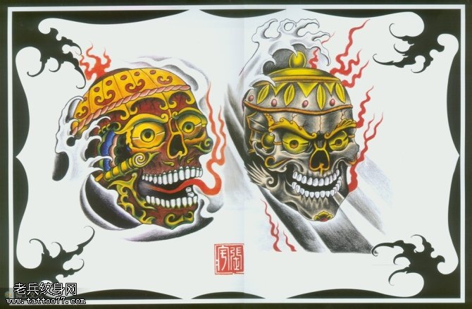 老兵纹身一款嘎巴拉纹身图案