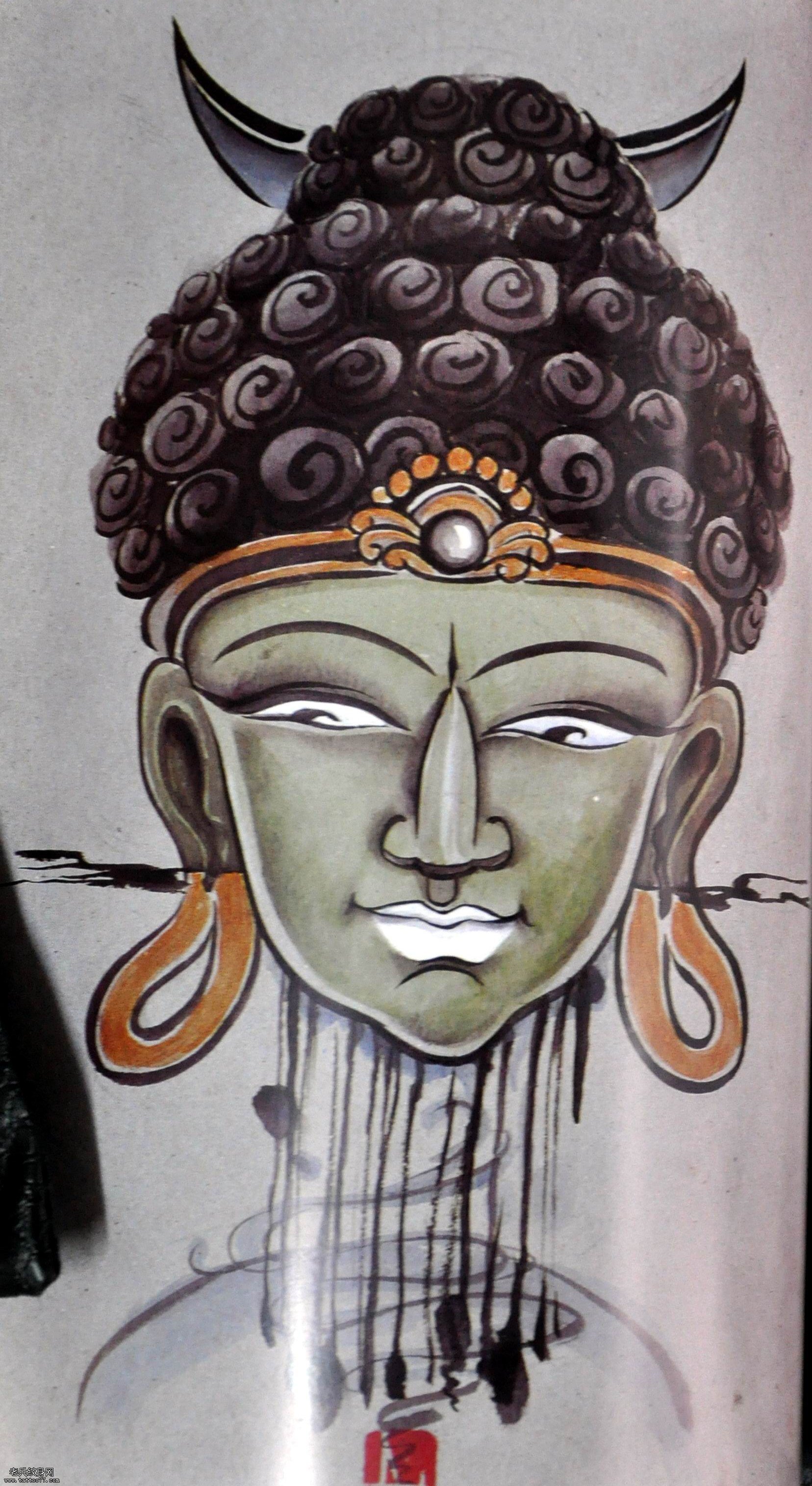 一款中国风佛纹身图案