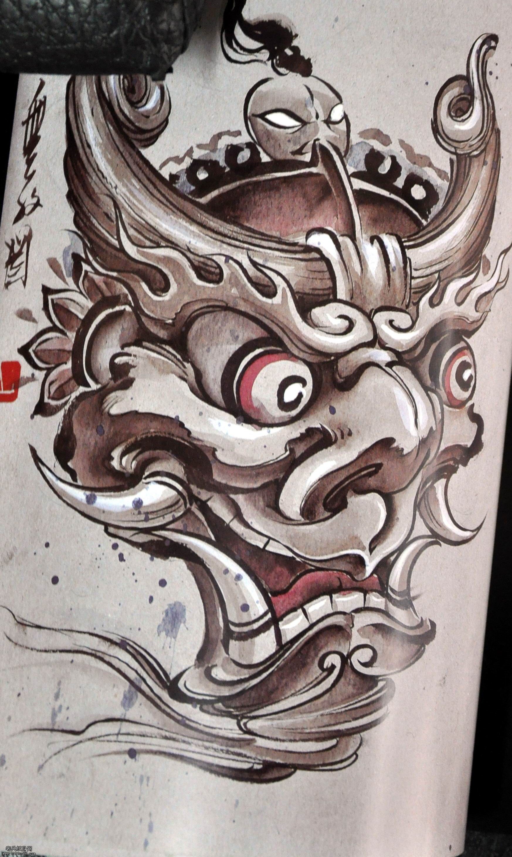 一款中国风神兽纹身图案