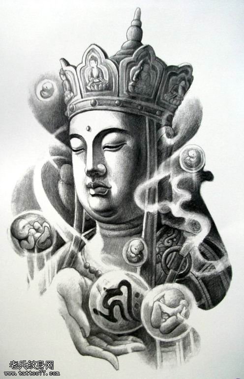 老兵纹身一款传统佛纹身图案