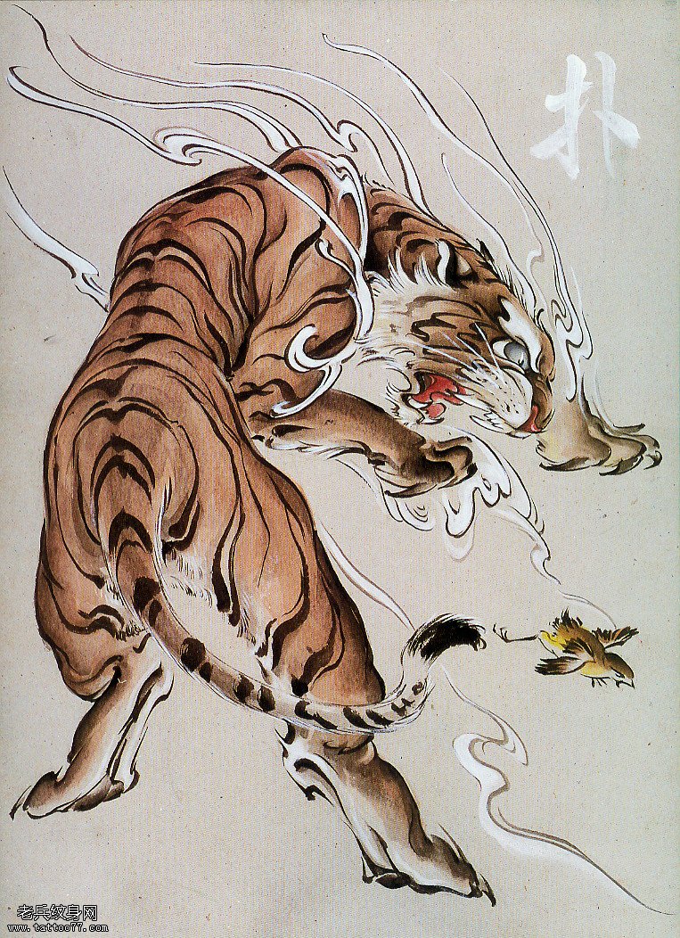 一款老虎纹身图案给大家