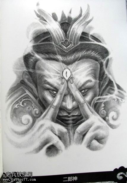 一款二郎神纹身图案