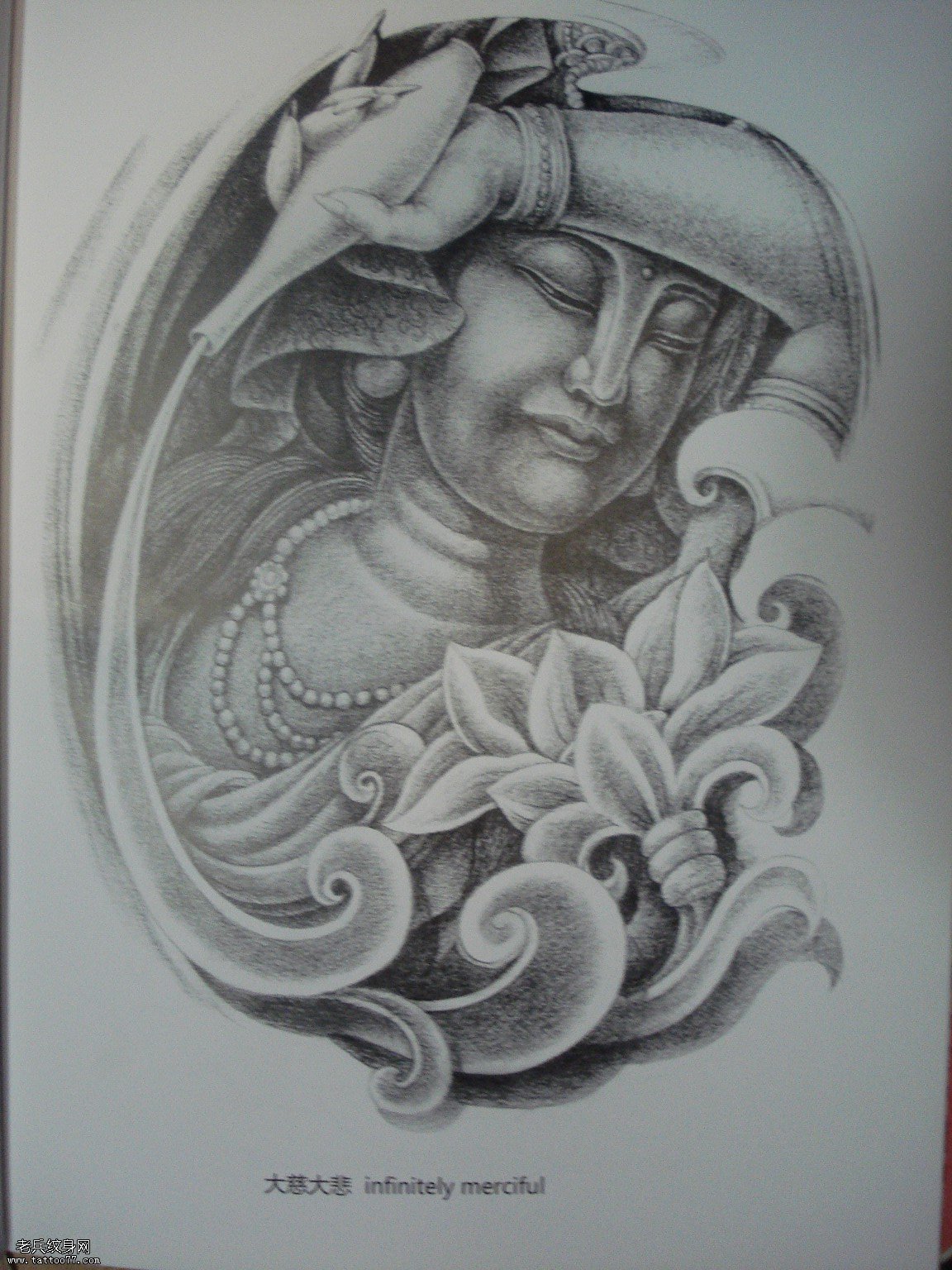 一款观音菩萨纹身图案