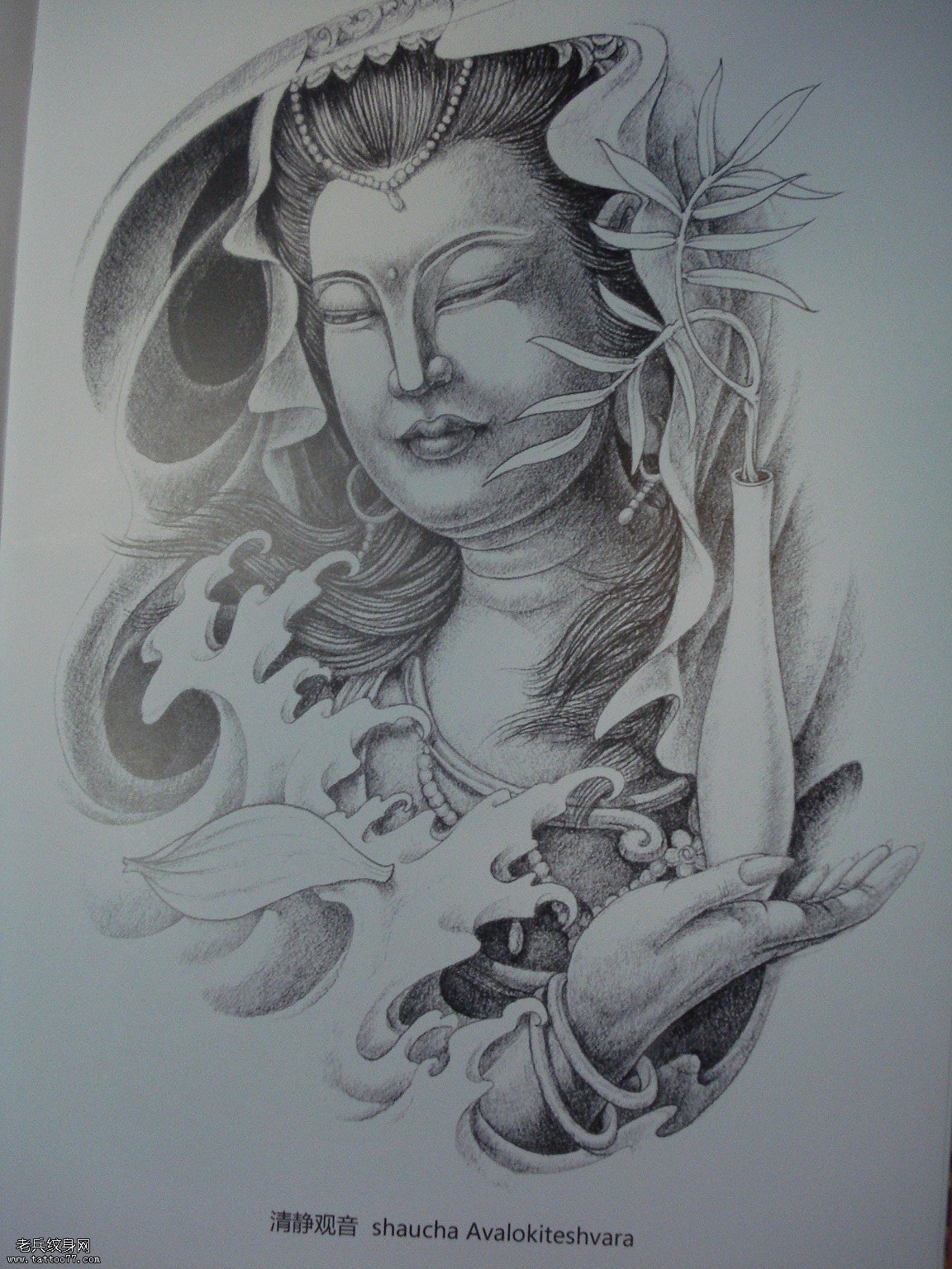 老兵纹身一款观音纹身图案为大家欣赏