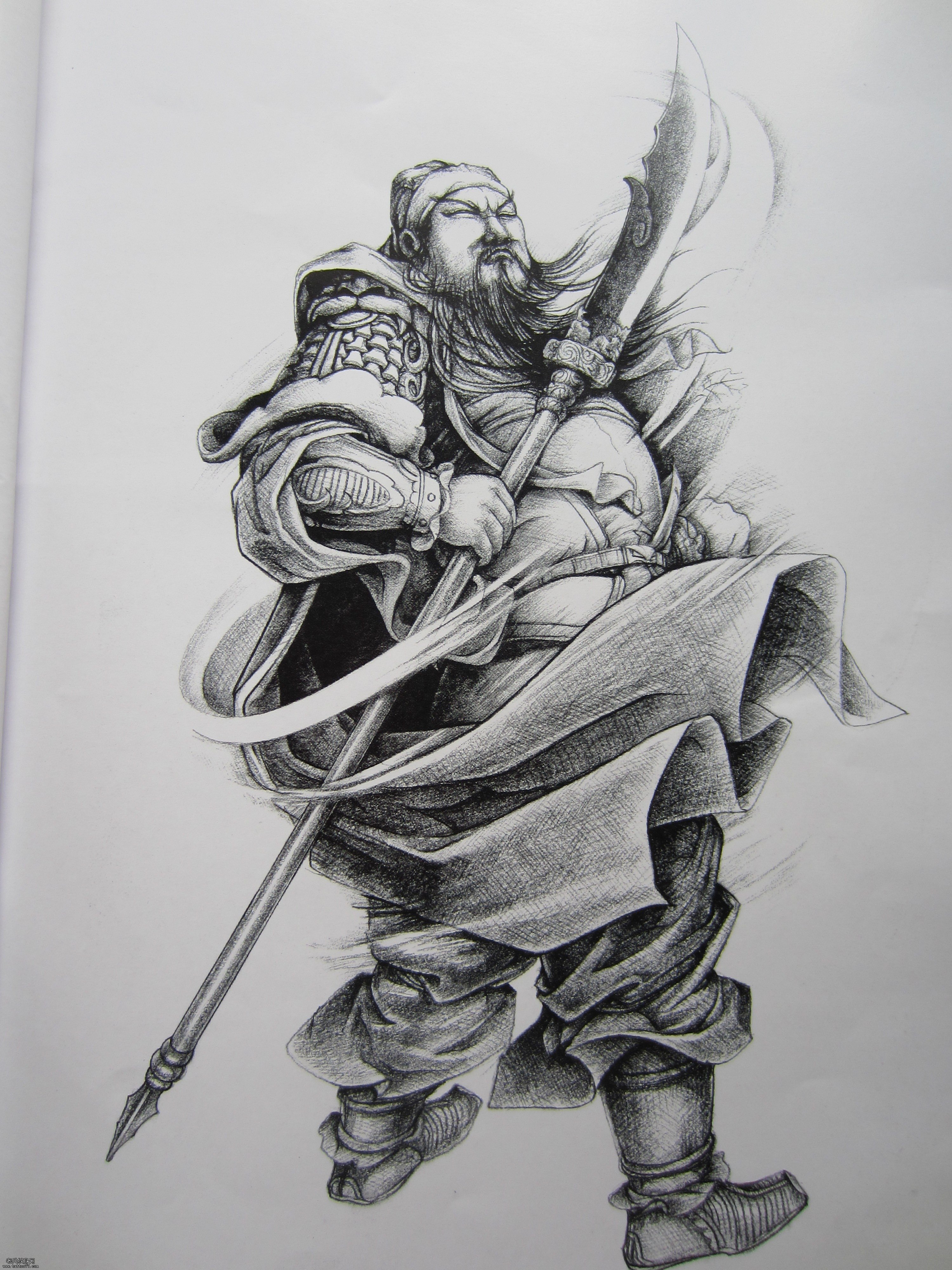 纹身秀图吧为大家推荐一款传统关公纹身图案