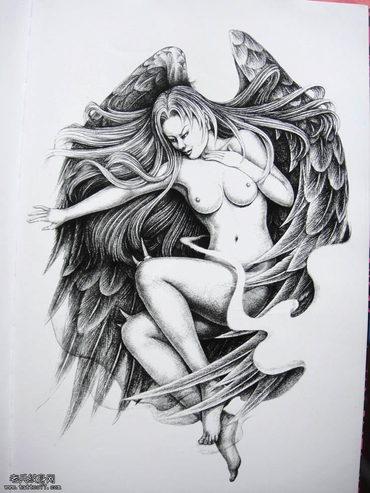 最好纹身秀图吧老兵纹身一款漂亮的天使纹身图案