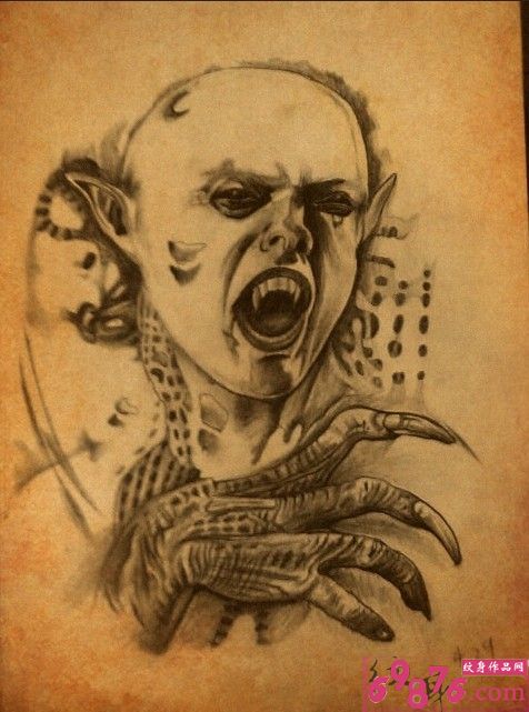 个性骷髅鬼面纹身图案