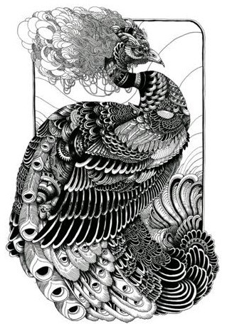 孔雀纹身手稿图片