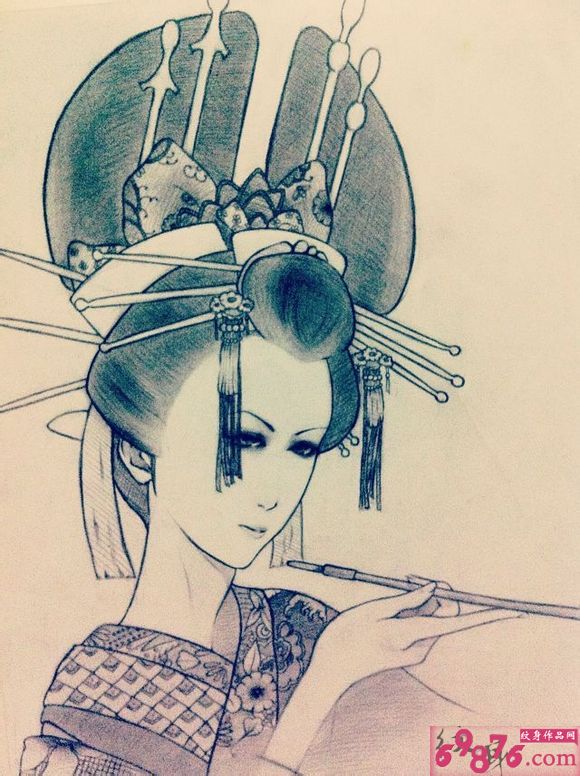 日本艺妓纹身手稿图片