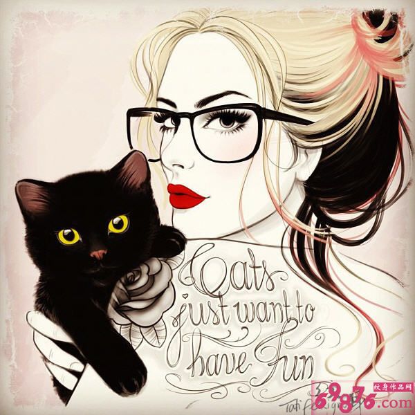 动漫美女肩部个性英文纹身