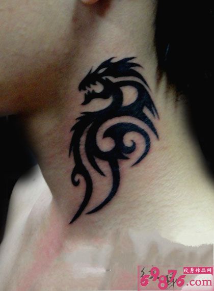 脖子时尚图腾纹身图片