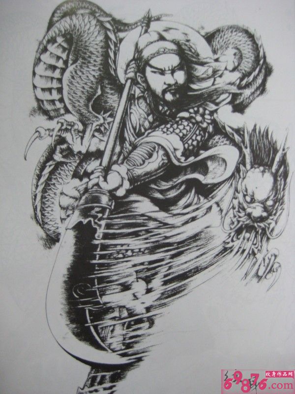 关公赵云纹身手稿图片