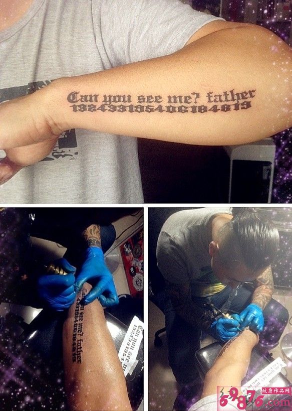 手部个性英文与数字纹身图案创作