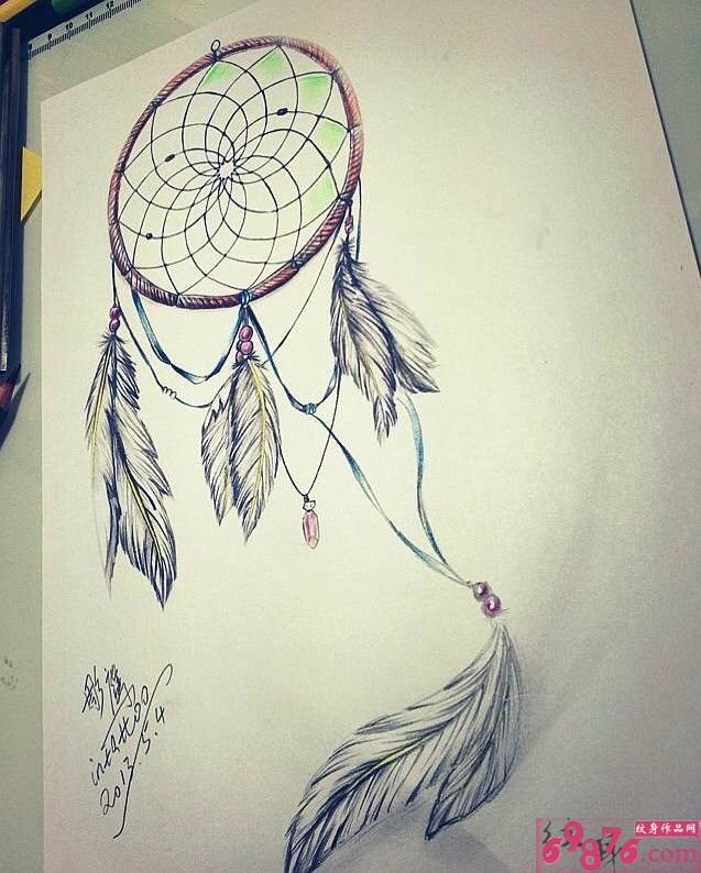 捕梦网纹身手稿图片