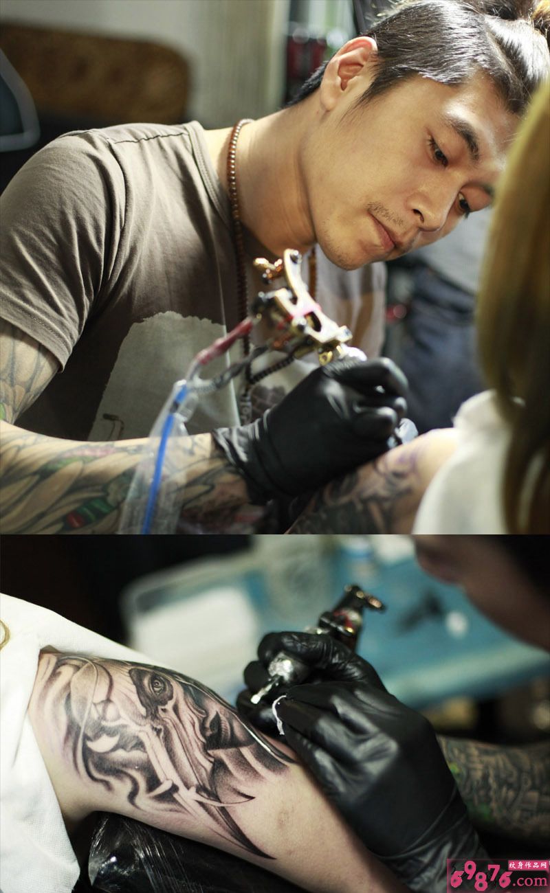 手臂旧纹身遮盖纹身现场