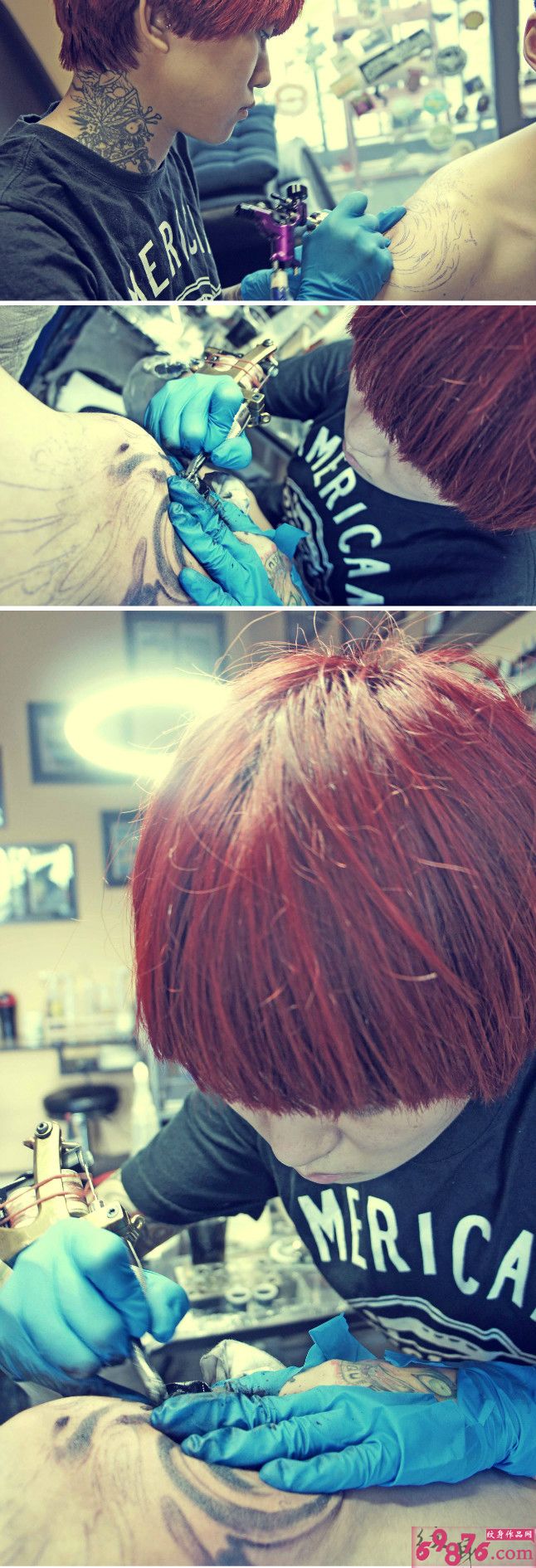 手臂水墨太极纹身现场