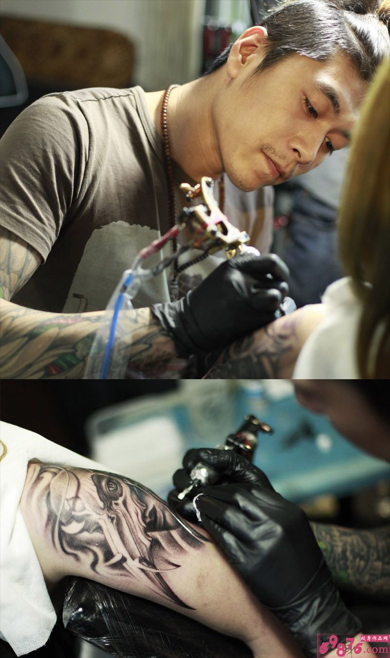 手臂旧纹身遮盖纹身现场