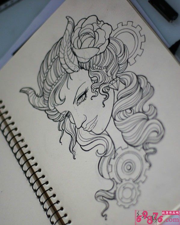 魔蝎女纹身手稿图片