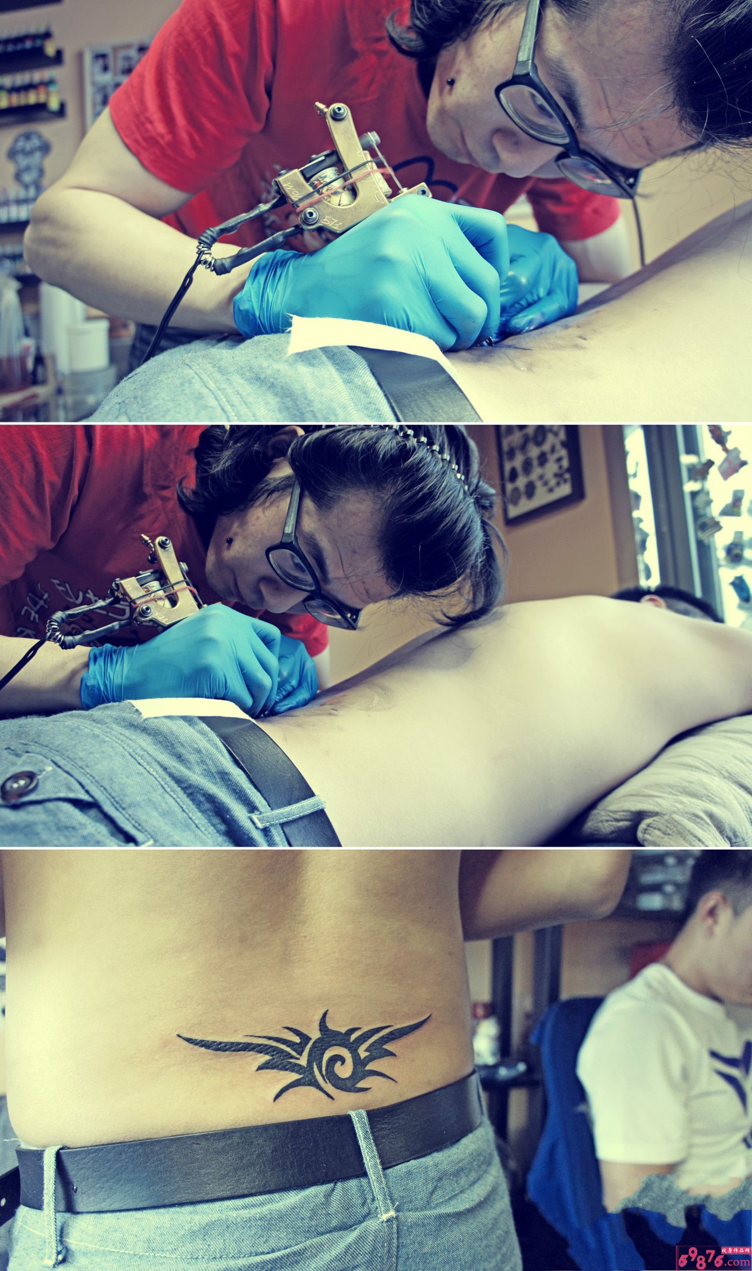 日本忍者图腾腰部纹身现场