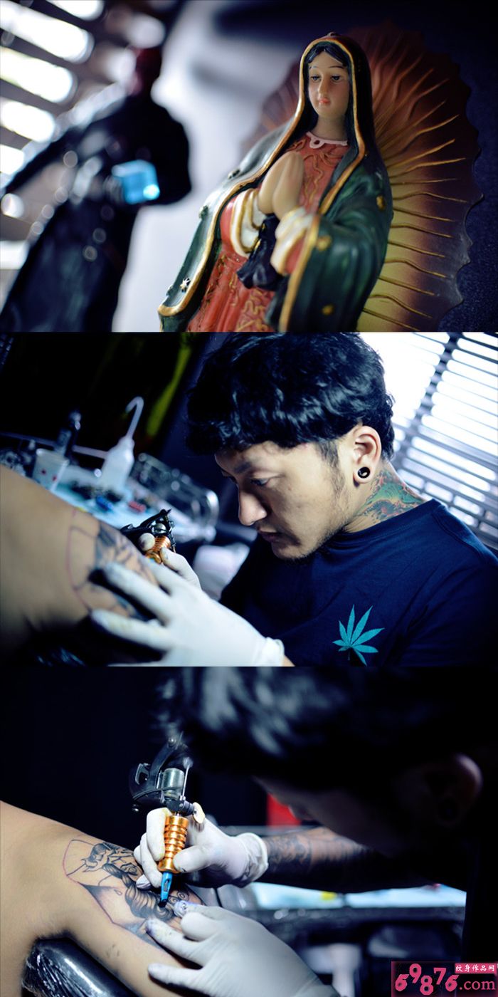 大臂圣母玛利亚纹身现场