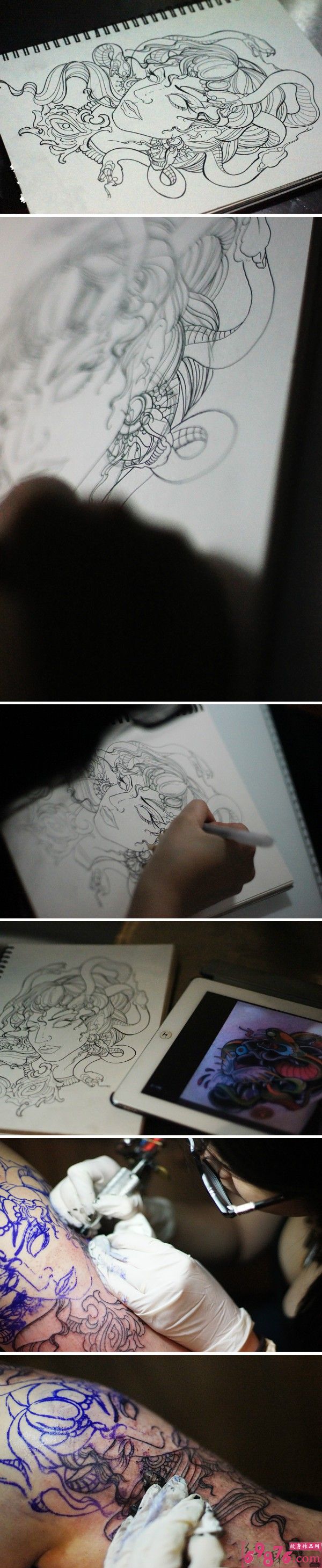 纹身割线手稿图案大全图片