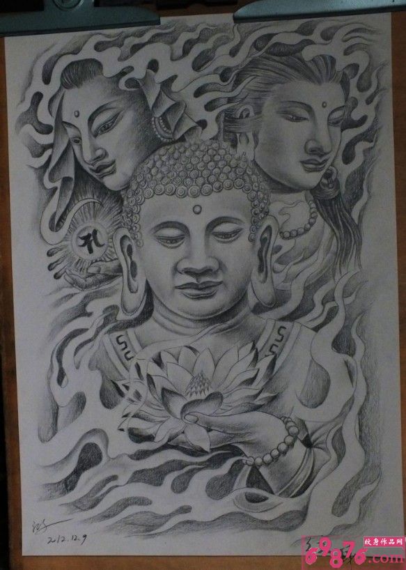 2013最新观音佛祖纹身手稿图片