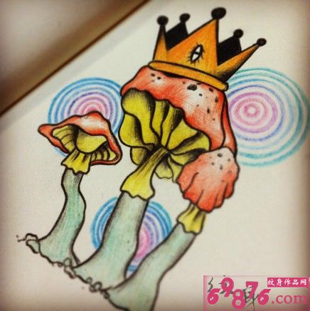 蘑菇皇冠梦幻创意纹身图片
