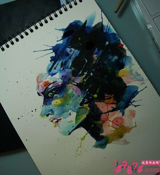 创意水彩风头像纹身手稿图片