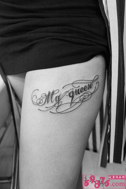 小清新花体英文黑白纹身