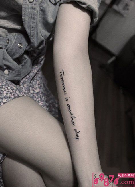 简洁英语小臂内侧纹身图片