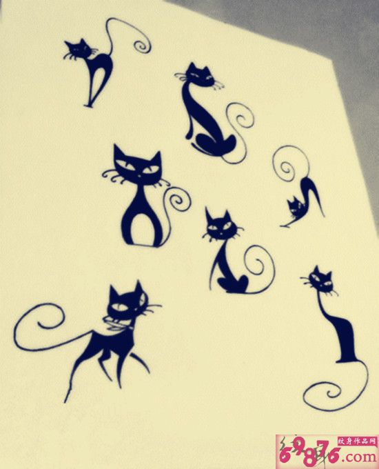 猫咪诱惑纹身手稿图片