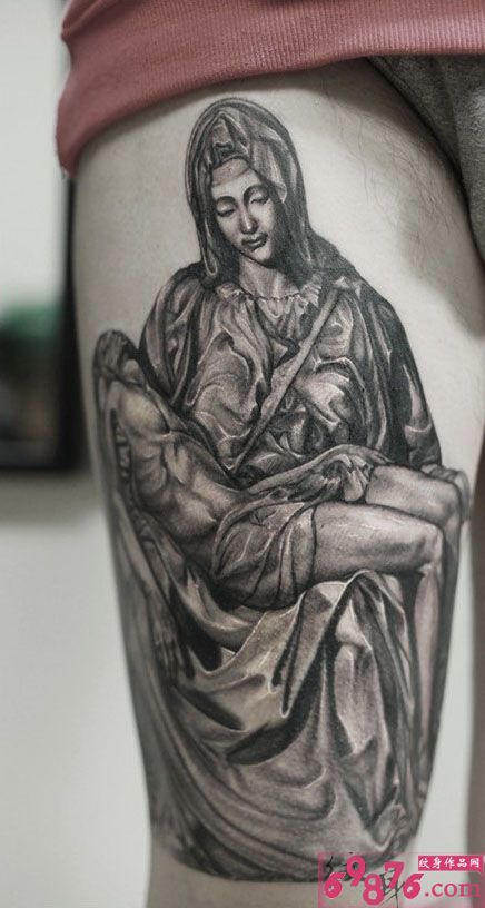 圣母大腿纹身图片