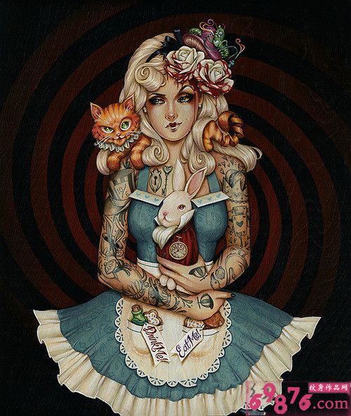 唯美公主时尚纹身手稿图片