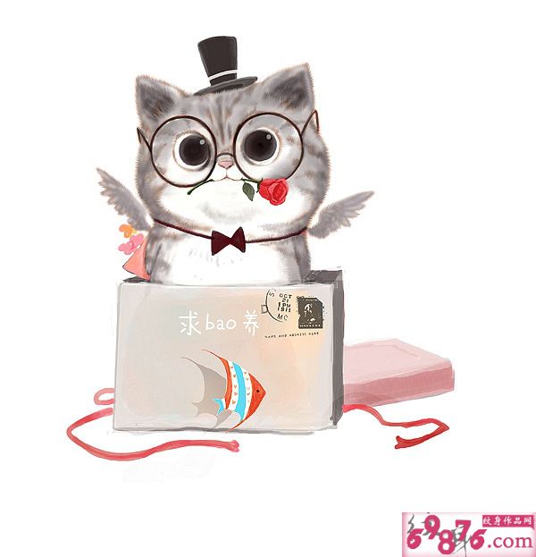 萌喵星人创意纹身手稿图片