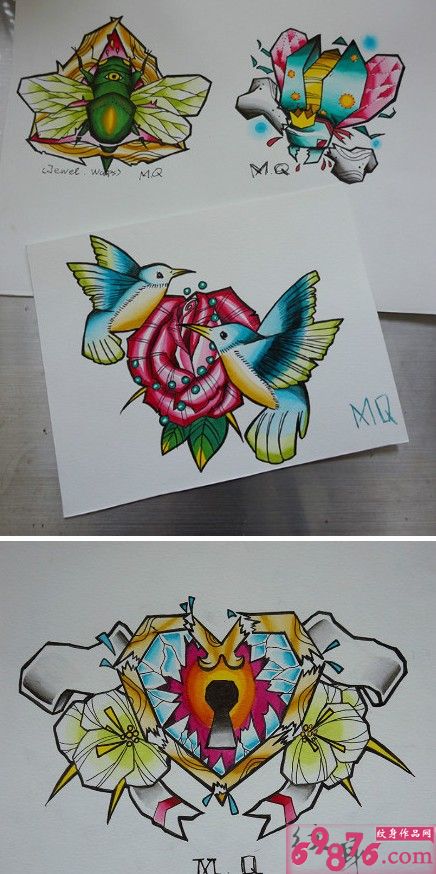 创意炫彩纹身手稿图片
