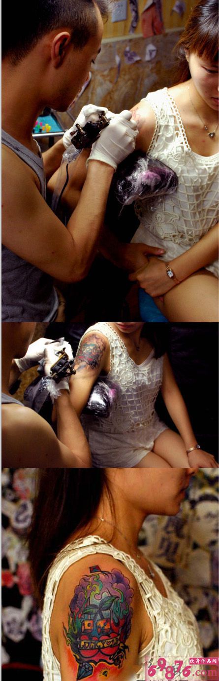 个性手臂刺青纹身现场