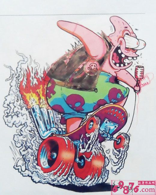 疯狂的派大星纹身手稿图片