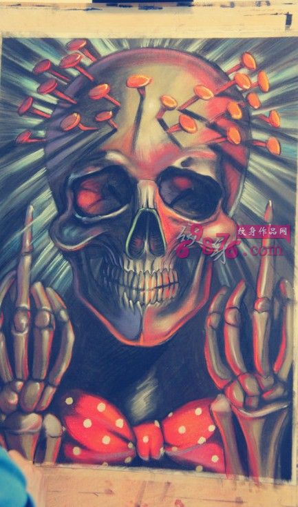 艺术骷髅纹身手稿图片